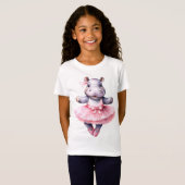 かわいいヒッポバレリーナ踊りバレエ Tシャツ (正面フル)