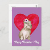 かわいいヒッポバレンタイン ポストカード (正面/裏面)