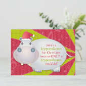 かわいいヒッポパーソナライズされたクリスマスグリーティングカード シーズンカード (スタンド正面)