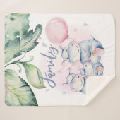 かわいいヒッポファミリー |デコリーギフト シェルパブランケット (正面(横))