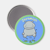 かわいいヒッポベビージャンプ漫画イラストレーション マグネット (正面/裏面)