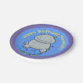 かわいいヒッポベビーパーソナライズされた誕生日の漫画 ペーパープレート (アングル)