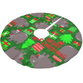 かわいいヒッポメリークリスマスのヒッポタマ ブラッシュドポリエステルツリースカート (アングル)