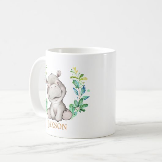 かわいいヒッポワンサファリアニマル誕生日コーヒーマグ コーヒーマグカップ (正面左)