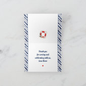 かわいいヒッポ航海のネイビーブルー第1バースデーボーイ サンキューカード (内部)