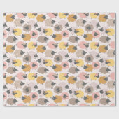 かわいいヒツジとベージュピンクのクリーム ラッピングペーパー (フラット)