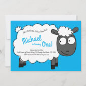 かわいいヒツジの子供たち1stバースデーファームパーティー 招待状 (正面)