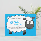 かわいいヒツジの子供たち1stバースデーファームパーティー 招待状 (スタンド正面)