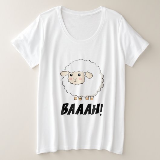 かわいいヒツジの花 プラスサイズTシャツ (デザイン正面)