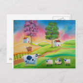 かわいいヒツジは民芸純真な絵を描くGブルースを脅かします ポストカード (正面/裏面)