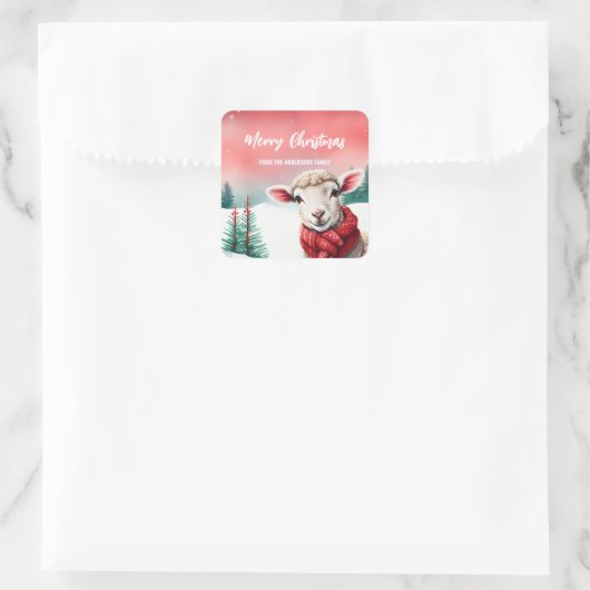 かわいいヒツラマサンタクリスマスパーティー子 スクエアシール (バッグ)