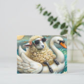 かわいいヒツワンスワンフラテイ ポストカード (スタンド正面)