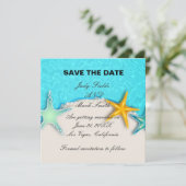 かわいいヒトデのサマー・ビーチ・セーブ・ザ・デート・カード 招待状 (スタンド正面)