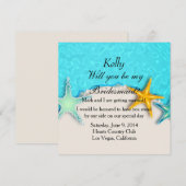 かわいいヒトデのサマー・ビーチ・ブライズメイドカード 招待状 (正面/裏面)