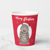 かわいいヒポのクリスマスツリー動物園サファリXmasパ 紙コップ (正面)