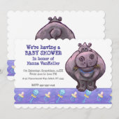かわいいヒポのベビーシャワー 招待状 (正面/裏面)