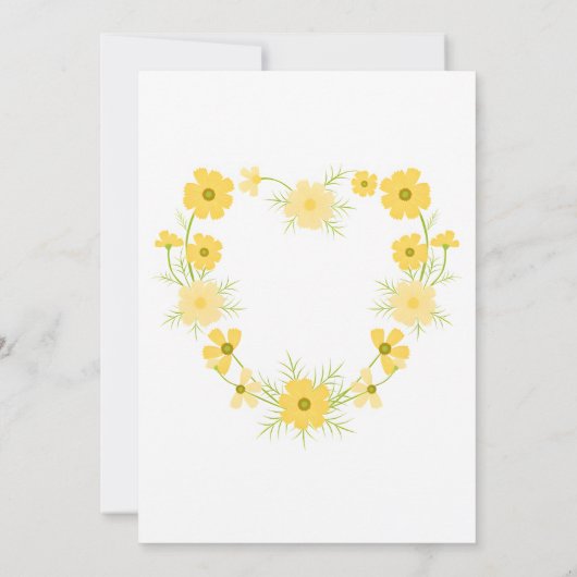 かわいいヒポタムスイエローフラワーハート1st誕生日 招待状 (裏面)