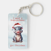 かわいいヒポタムスサンタハットスノーウィークリスマス キーホルダー (裏面)