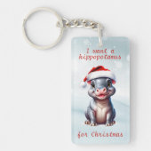 かわいいヒポタムスサンタハットスノーウィークリスマス キーホルダー (正面)