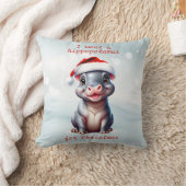 かわいいヒポタムスサンタハットスノーウィークリスマス クッション (ブランケット)