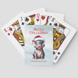 かわいいヒポタムスサンタハットスノーウィークリスマス トランプ