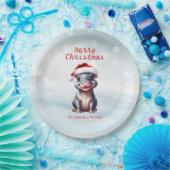 かわいいヒポタムスサンタハットスノーウィークリスマス ペーパープレート (パーティー)