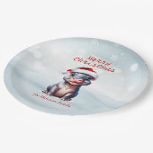 かわいいヒポタムスサンタハットスノーウィークリスマス ペーパープレート (アングル)