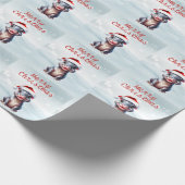 かわいいヒポタムスサンタハットスノーウィークリスマス ラッピングペーパー (角)