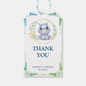 かわいいヒポタムスフラワーリース誕生日ありがとう ギフトタグ (正面)