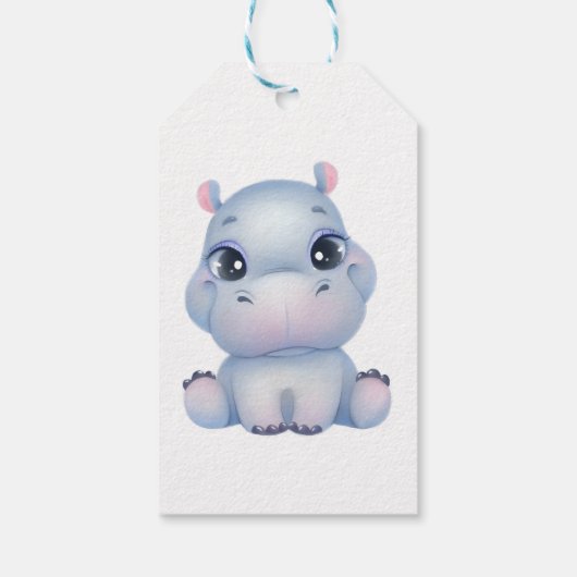 かわいいヒポタムスフラワーリース誕生日ありがとう ギフトタグ (裏面)