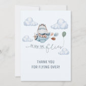 かわいいヒポポタマスが飛行機に乗って雲を飛ぶ、1歳の誕生日 サンキューカード (正面)