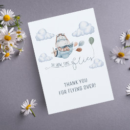 かわいいヒポポタマスが飛行機に乗って雲を飛ぶ、1歳の誕生日 サンキューカード
