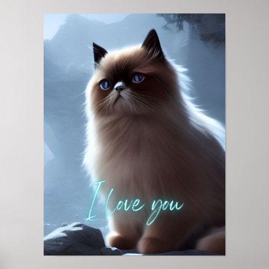 かわいいヒマラヤ猫の愛の言葉 ウォールアート (正面)