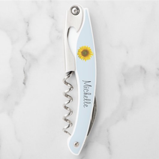 かわいいヒマワリのスクリプトブルー ソムリエナイフ (正面)