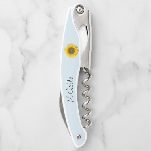 かわいいヒマワリのスクリプトブルー ソムリエナイフ (裏面)