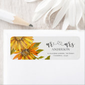 かわいいヒマワリのミセス・アンド・ミセス結婚フローラの住所 ラベル (インサイチュ)