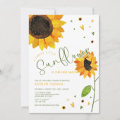 かわいいヒマワリの女の子の赤ちゃんシャワー 招待状 (正面)