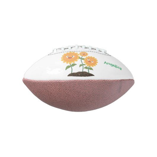 かわいいヒマワリの笑顔漫画イラストレーション アメリカンフットボール (回転90)