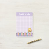 かわいいヒマワリの薄紫今の考え ポストイット (デスク上)