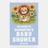 かわいいヒマワリオンブルーベビーシャワーへようこそ アクリルサイン (正面)