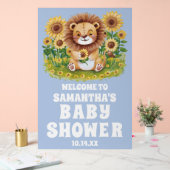 かわいいヒマワリオンブルーベビーシャワーへようこそ アクリルサイン (ウェディング)
