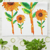 かわいいヒマワリカラフルのキッチンタオル キッチンタオル (折り畳み)