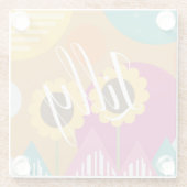 かわいいヒマワリカラフルの形 ガラスコースター (裏面)