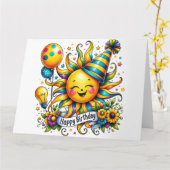 かわいいヒマワリハッピーバースデーカード カード (黄色い花)