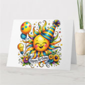 かわいいヒマワリハッピーバースデーカード カード (正面)