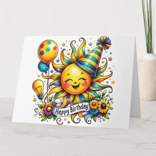かわいいヒマワリハッピーバースデーカード カード (正面)