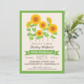 かわいいヒマワリフローラ大人の誕生日パーティー 招待状 (スタンド正面)