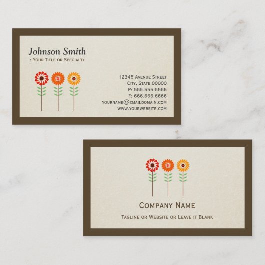 かわいいヒマワリモダン- スタイリッシュ 名刺 (正面/裏面)