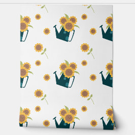 かわいいヒマワリ散水缶子供部屋 壁紙