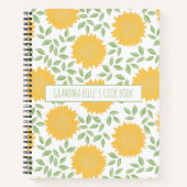 かわいいヒマワリ柄おばあちゃんのレシピ ノートブック (正面)